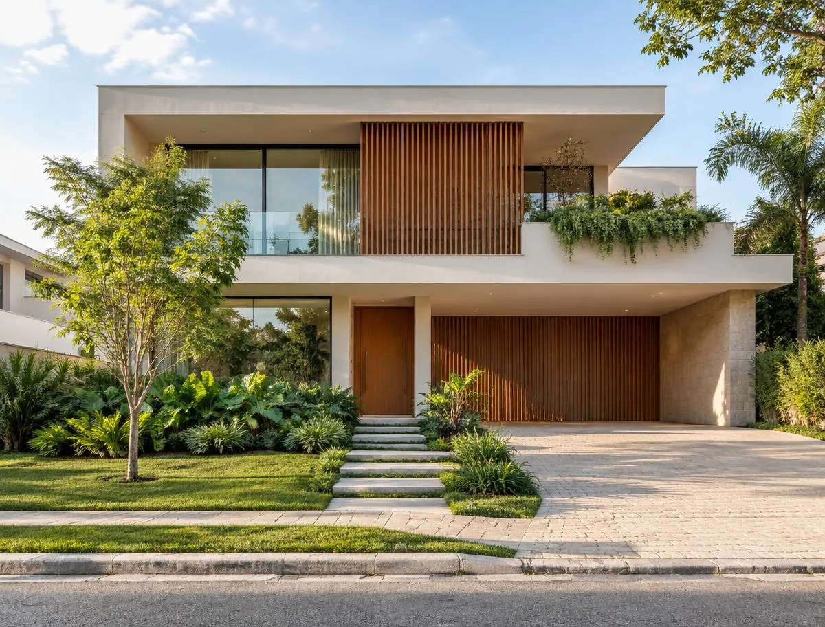 Conceito visual de casa contemporânea de dois pavimentos